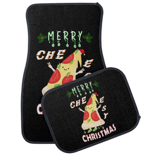 Merry Cheesy Christmas Xmas Santa Pizza Christmas Car Floor Mat