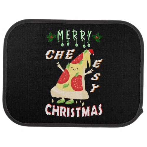 Merry Cheesy Christmas Xmas Santa Pizza Christmas Car Floor Mat