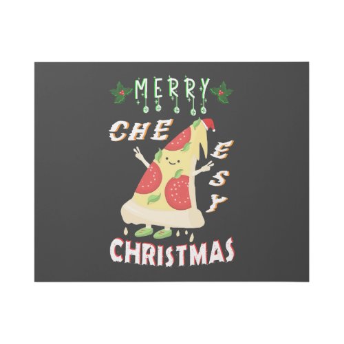 Merry Cheesy Christmas Xmas Santa Pizza Christmas Gallery Wrap