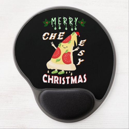 Merry Cheesy Christmas Xmas Santa Pizza Christmas Gel Mouse Pad