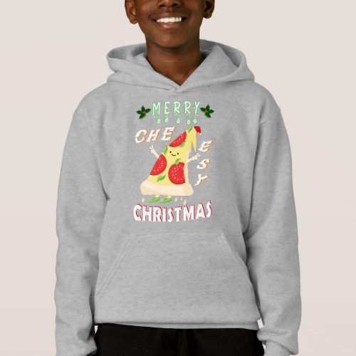 Merry Cheesy Christmas Xmas Santa Pizza Christmas Hoodie