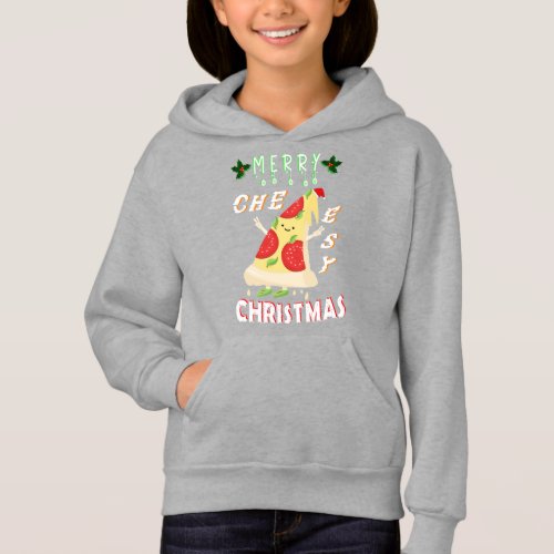 Merry Cheesy Christmas Xmas Santa Pizza Christmas Hoodie