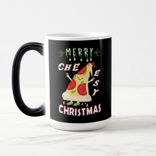 Merry Cheesy Christmas Xmas Santa Pizza Christmas Magic Mug