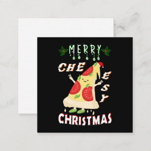 Merry Cheesy Christmas Xmas Santa Pizza Christmas Note Card