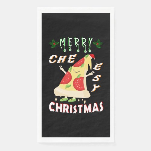 Merry Cheesy Christmas Xmas Santa Pizza Christmas Paper Guest Towels