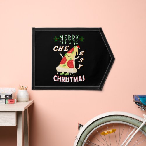 Merry Cheesy Christmas Xmas Santa Pizza Christmas Pennant