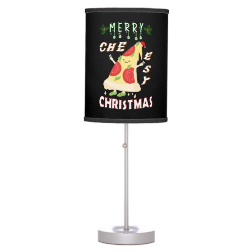 Merry Cheesy Christmas Xmas Santa Pizza Christmas Table Lamp