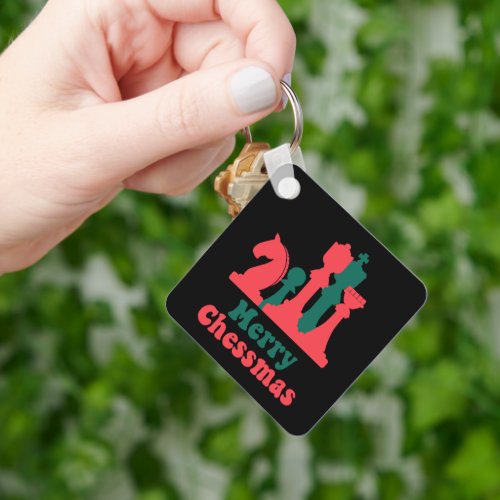 Merry Chessmas Christmas board game chess pieces  Keychain