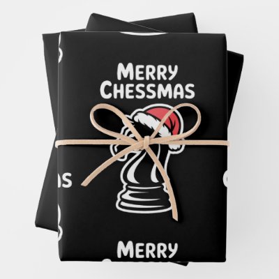 Merry Chessmas Christmas Chess Xmas Santa Hat Wrapping Paper Sheets