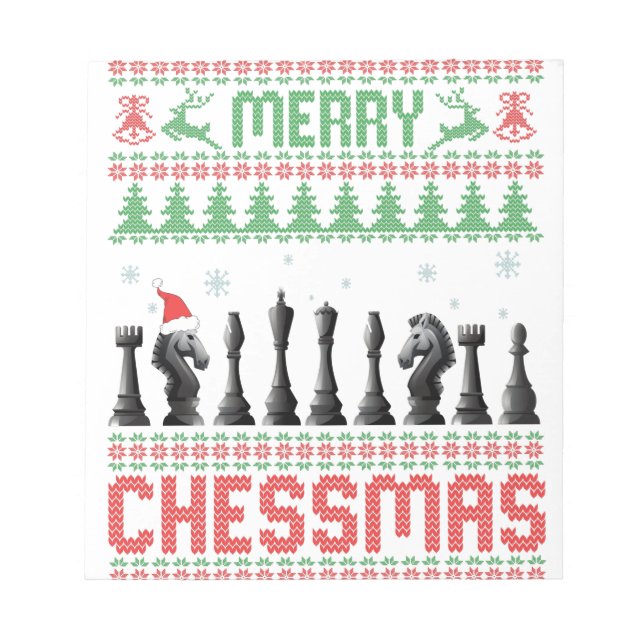 Merry Chessmas Funny Chess christmas Ugly Sweater Notepad (Front)