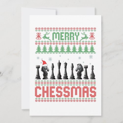 Merry Chessmas Funny Chess christmas Ugly Sweater Thank You Card