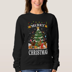 Merry Chicken Christmas Fairy Santa Claus Hat Ligh Sweatshirt