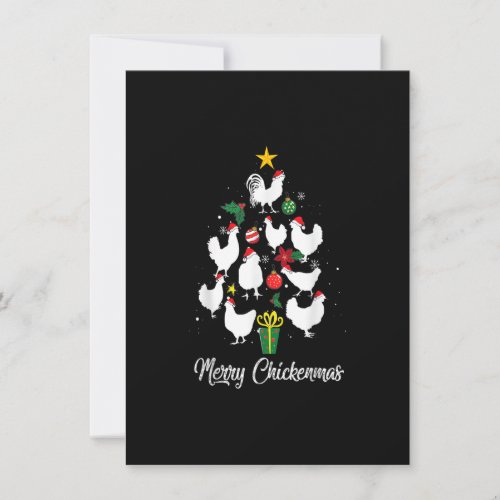 Merry Chickenmas Chicken Christmas Tree Funny Xmas Invitation