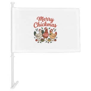 Merry Chickmas Chicken Christmas Car Flag