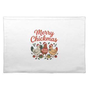 Merry Chickmas Chicken Christmas Cloth Placemat