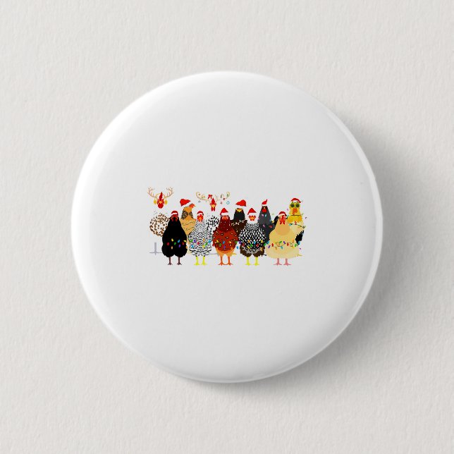 Merry Chickmas Chicken Christmas Ornament Lights S Button (Front)