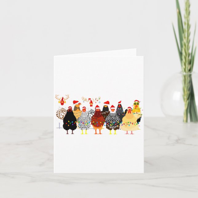 Merry Chickmas Chicken Christmas Ornament Lights S Card (Front)