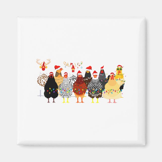 Merry Chickmas Chicken Christmas Ornament Lights S Magnet (Front)