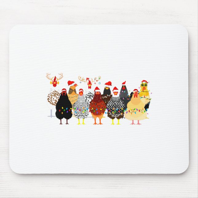 Merry Chickmas Chicken Christmas Ornament Lights S Mouse Pad (Front)