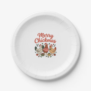 Merry Chickmas Chicken Christmas Paper Plates