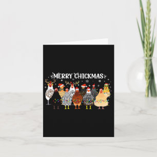 Merry Chickmas Chicken Farmer Santa Hat Xmas Light Card