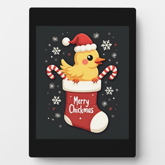 Merry Chickmas Chicken Plaque (Front)