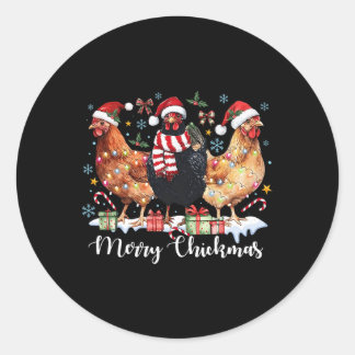 Merry Chickmas Christmas Chicken Coquette Chicken Classic Round Sticker