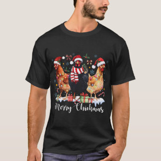 Merry Chickmas Christmas Chicken Coquette Chicken T-Shirt