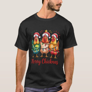 Merry Chickmas Christmas Chicken Santa Hat Chicken T-Shirt