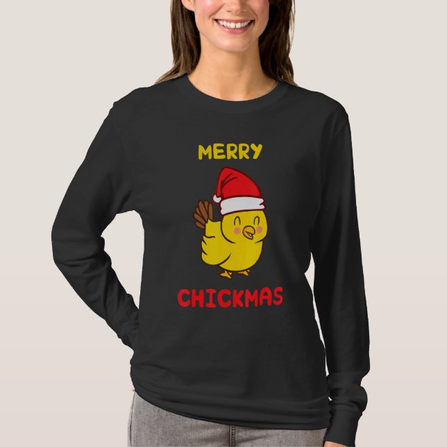 Merry Chickmas Cute Baby Chick Farm Christmas  For T-Shirt (Front)