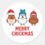 Merry Chickmas Funny Chicken Christmas Classic Round Sticker