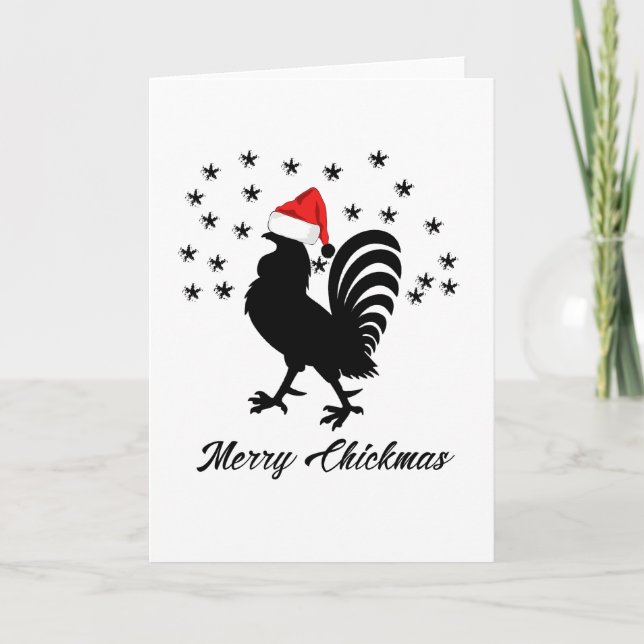 Merry Chickmas Funny Christmas Chicken Holiday Card (Front)