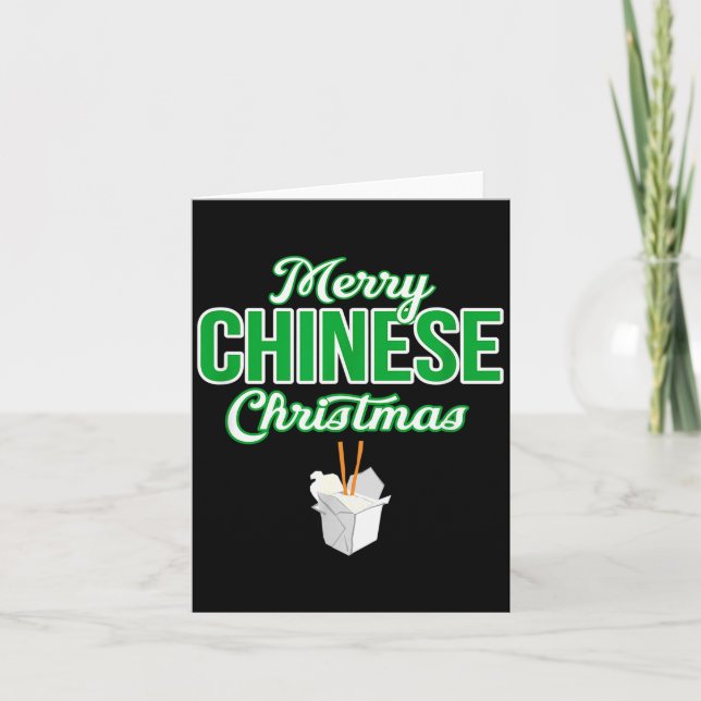 Merry Chinese Christmas Xmas Funny Restaurant Take Card (Front)