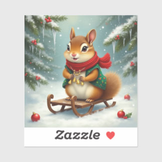Merry chipmunk christmas sticker