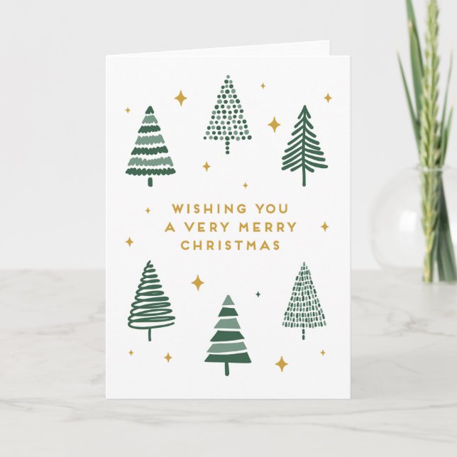 Merry Chirstmas Trees with Stars Card (Front)