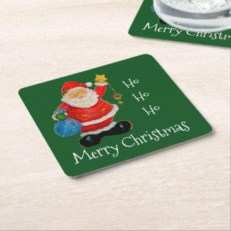 Merry Christmas with Santa Beverage Coasters