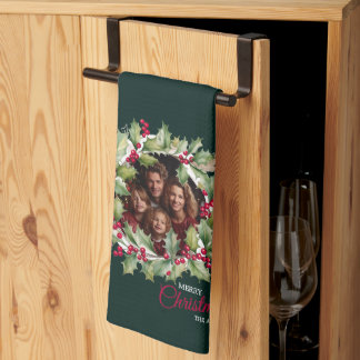 Merry Chistmas Editable Photo Family Kitchen Towel