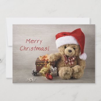 Merry Chistmas Teddy Bear Holiday Card by paul68 at Zazzle