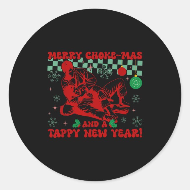 Merry Choke-mas And A Tappy New Year Retro Funny J Classic Round Sticker (Front)