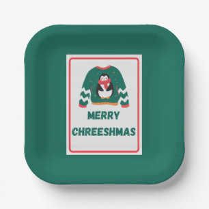 Merry Chreeshmas Penguin Sweater Paper Plates