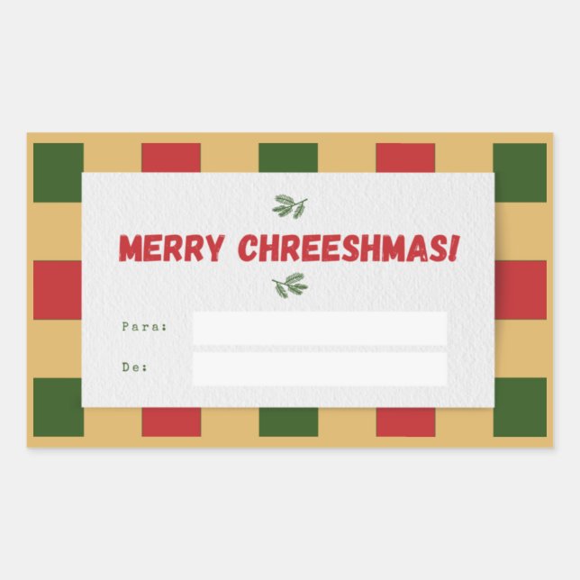 Merry Chreeshmas plaid Gift Rectangular Sticker (Front)