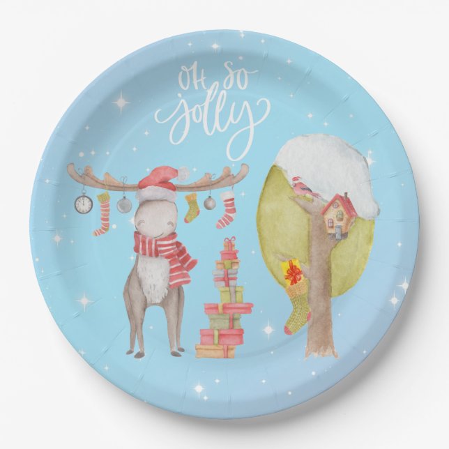 Merry Chris Moose - Oh So Jolly    Paper Plates (Front)