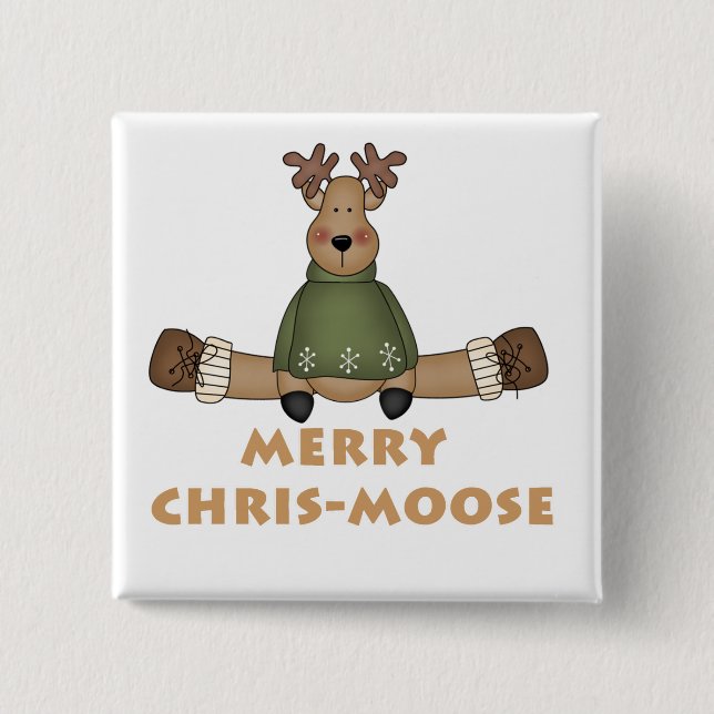 Merry Chris-Moose T-shirts and Gifts Button (Front)
