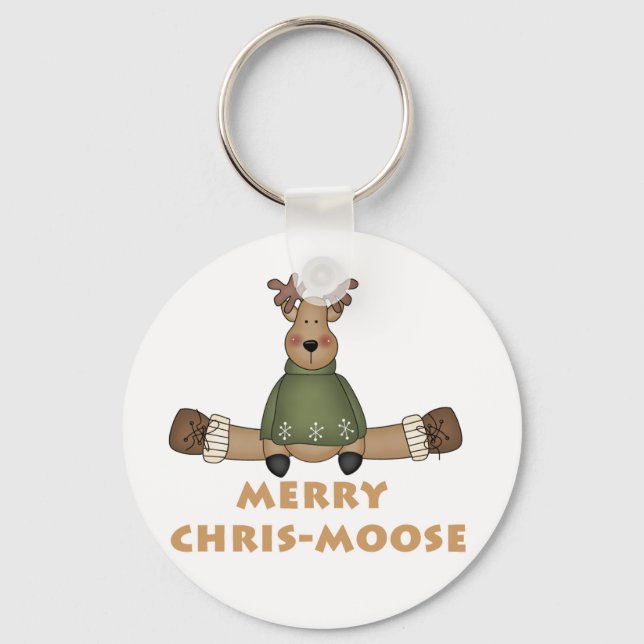 Merry Chris-Moose T-shirts and Gifts Keychain (Front)