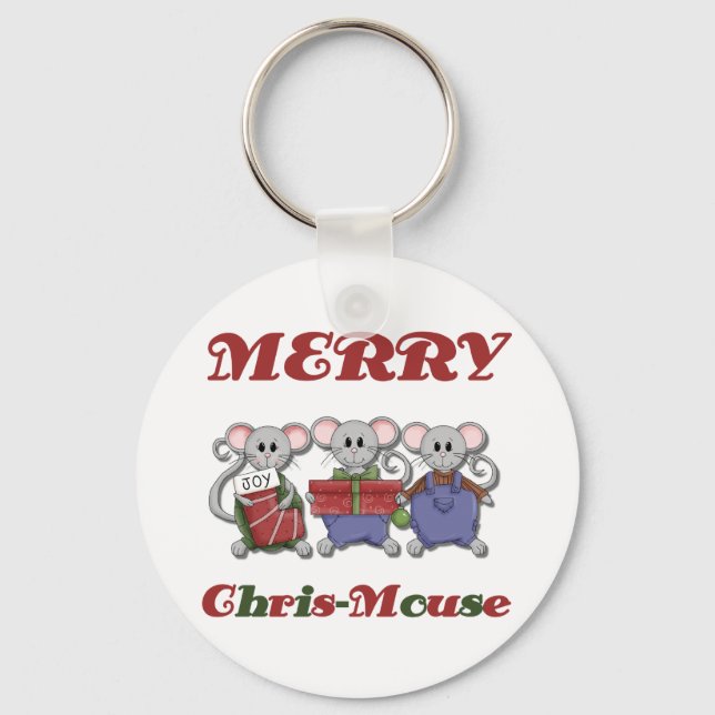 Merry Chris-Mouse Tshirts and Gifts Keychain (Front)