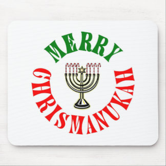 Merry Chrismanukah- Christmas Chanukah Menorah Mouse Pad