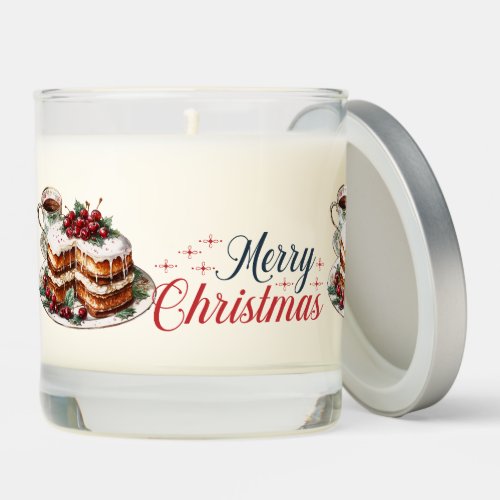 Merry Chrismas In a Wreath Christmas Cake Scented Candle