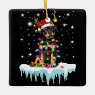 Merry Chrismas my little rottweiler Ceramic Ornament