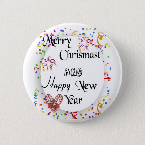 Merry chrismast and happy new year button