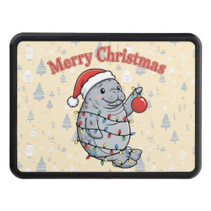 Merry Chrismiss Manatee Cute Chubby Sea Cow Xmas Hitch Cover